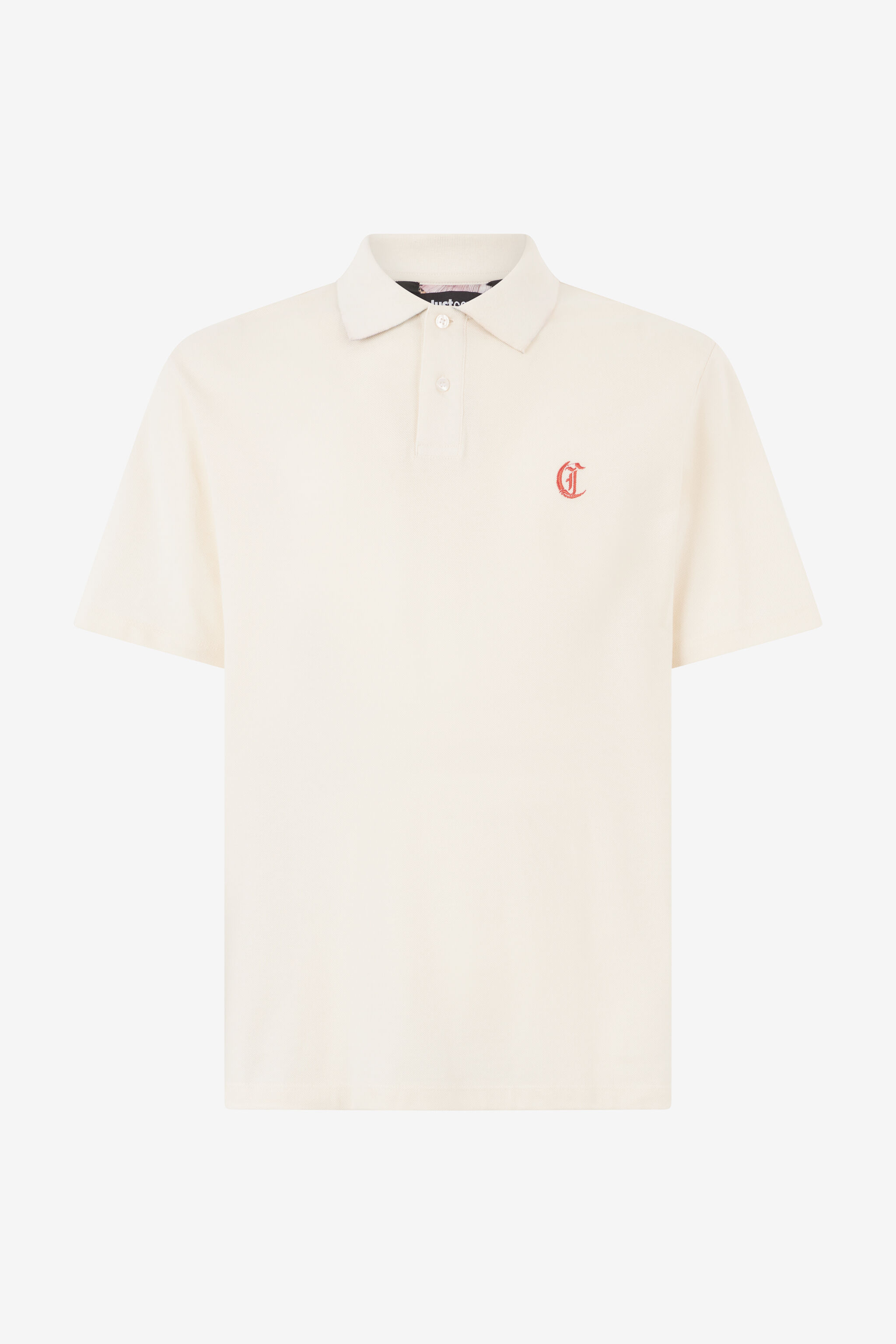 JC Polo Shirt With JC Monogram And Lettering Ivory UFT024-UF044