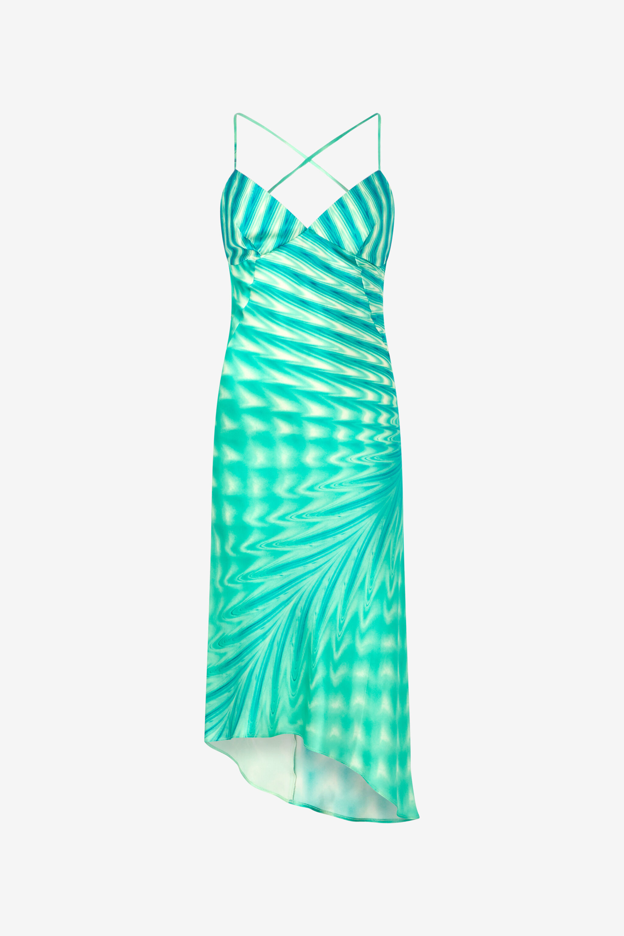 RC Asymmetrisches Kleid mit Print Allover Hellgrün UKT114-RYN47