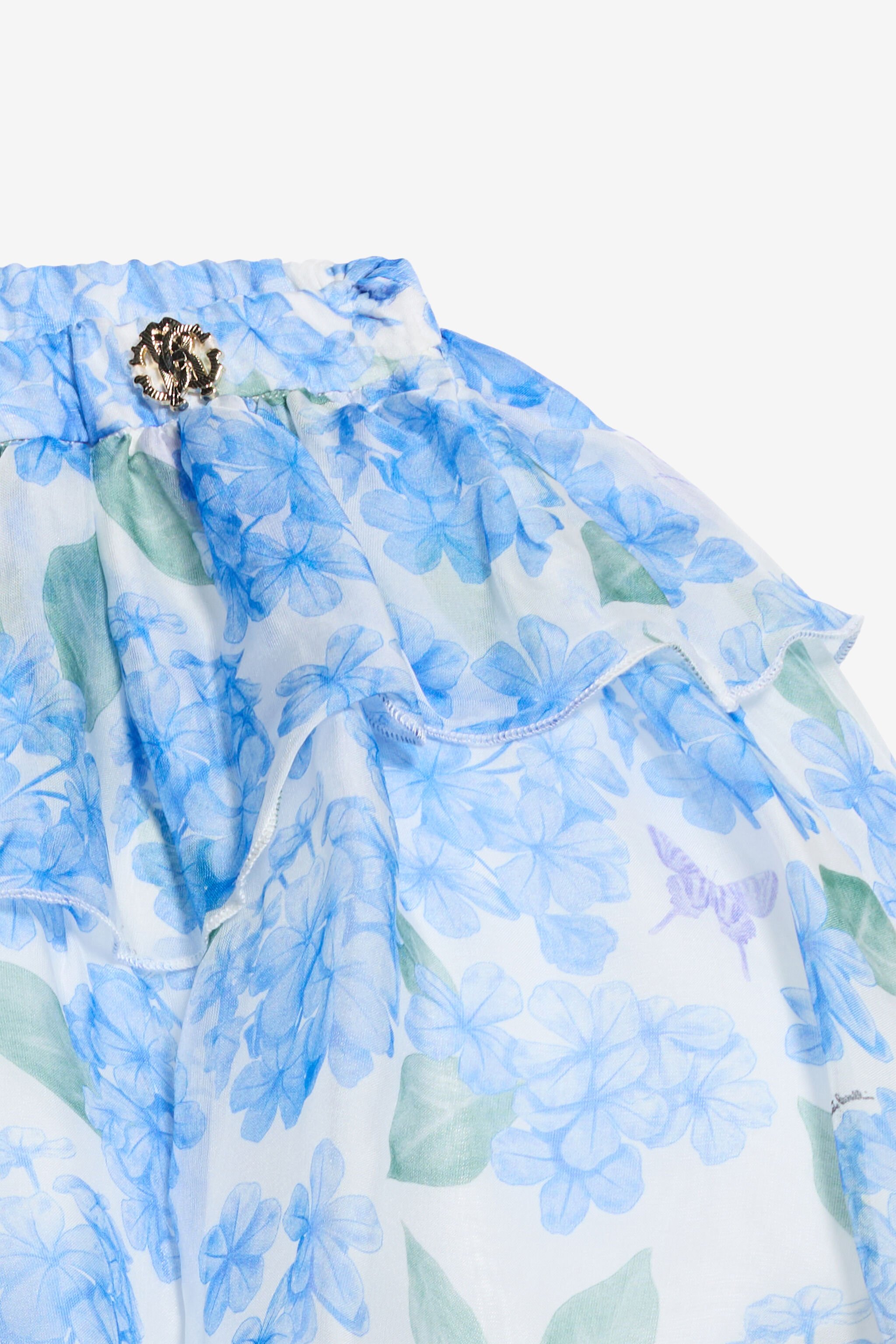 JU Plumago Print Silk Blend Skirt WHITE/BLUE WJT301-CTR13
