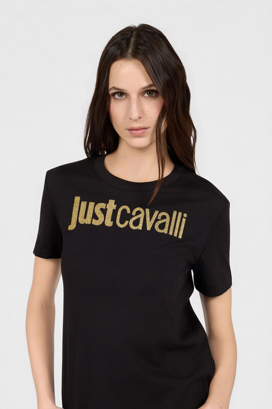 JC Schwarzes T-Shirt Mit Logo BLACK/GOLD VFT192-VF315