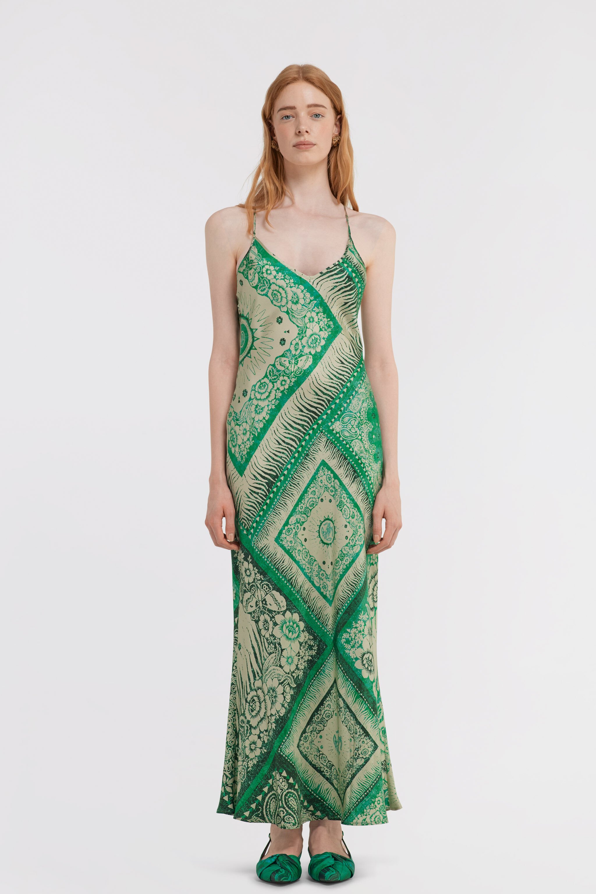 RC Bandana Print Slip Dress Green TKT102-4QN05