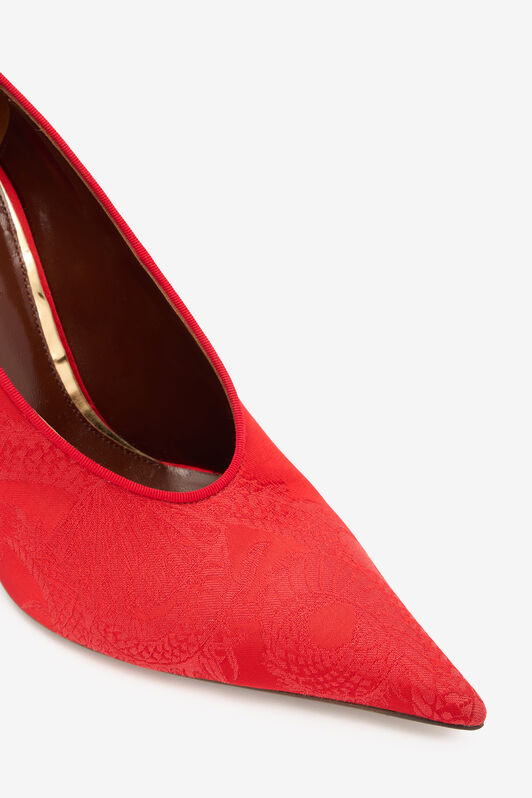 RC Pumps with Jacquard Motif and Jewel Strap RC Pumps with Jacquard Motif and Jewel Strap Red VKS112-TJ033