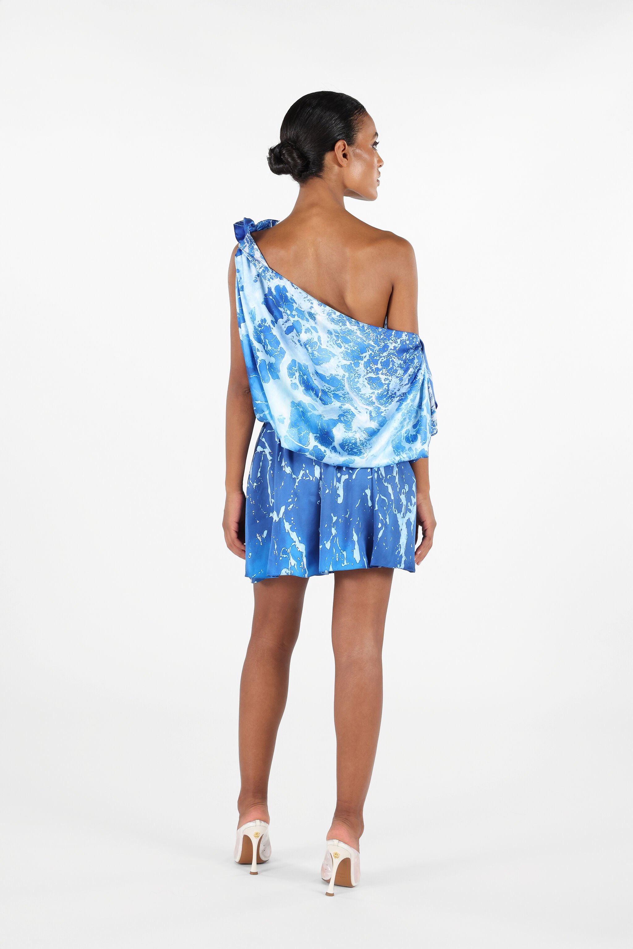 RC One-Shoulder Stretto di Messina Dress Blue UWT127-RYN94