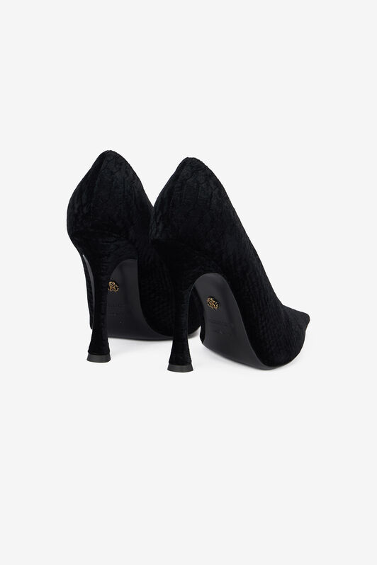 RC Zapatos De Salón Negros Con Textura De Serpiente RC Zapatos De Salón Negros Con Textura De Serpiente Negro VKS120-VL356