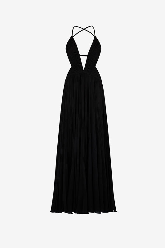 RC Draped backless silk dress Black QKT195-CC001