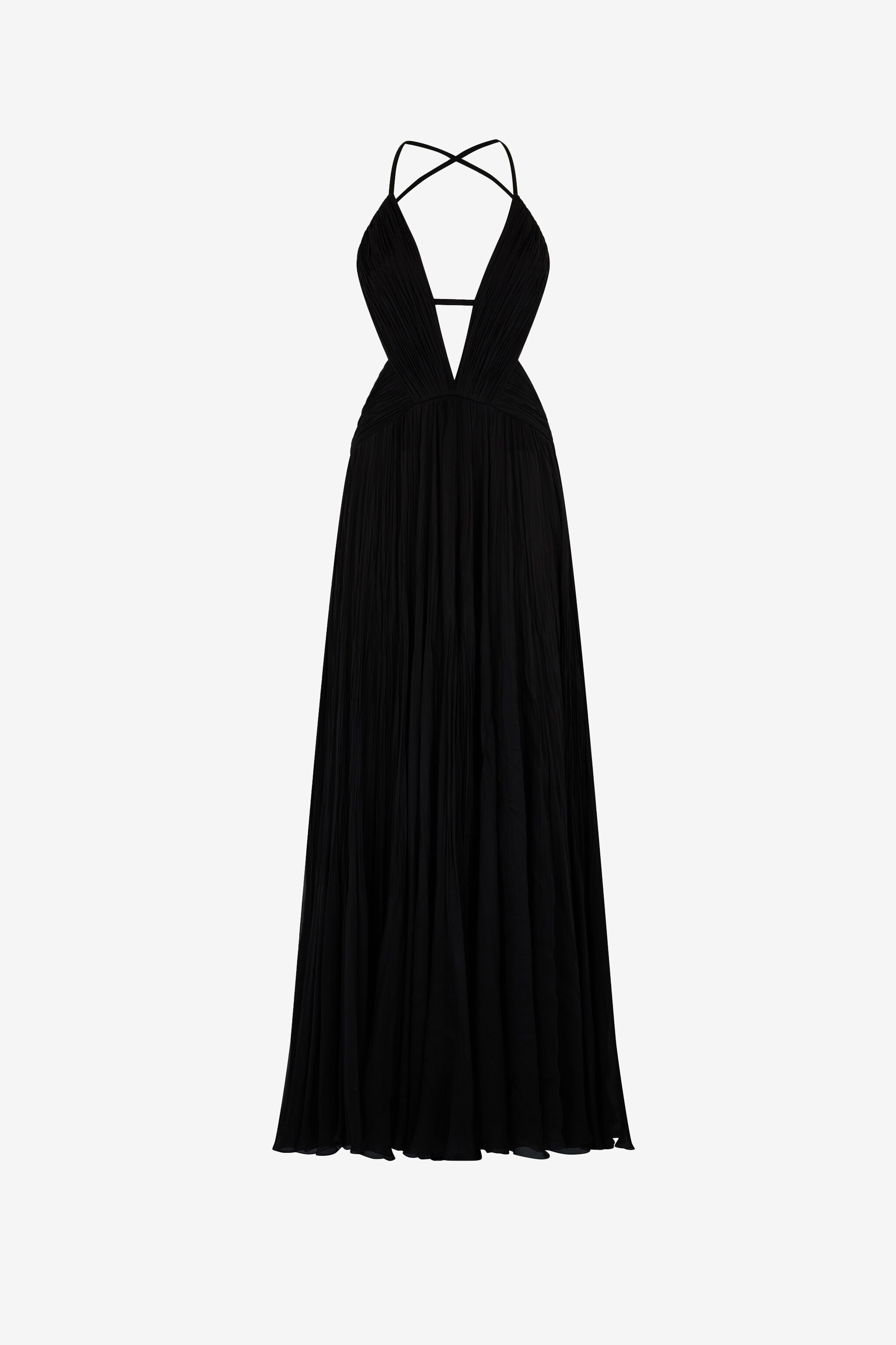 RC Draped backless silk dress Black QKT195-CC001