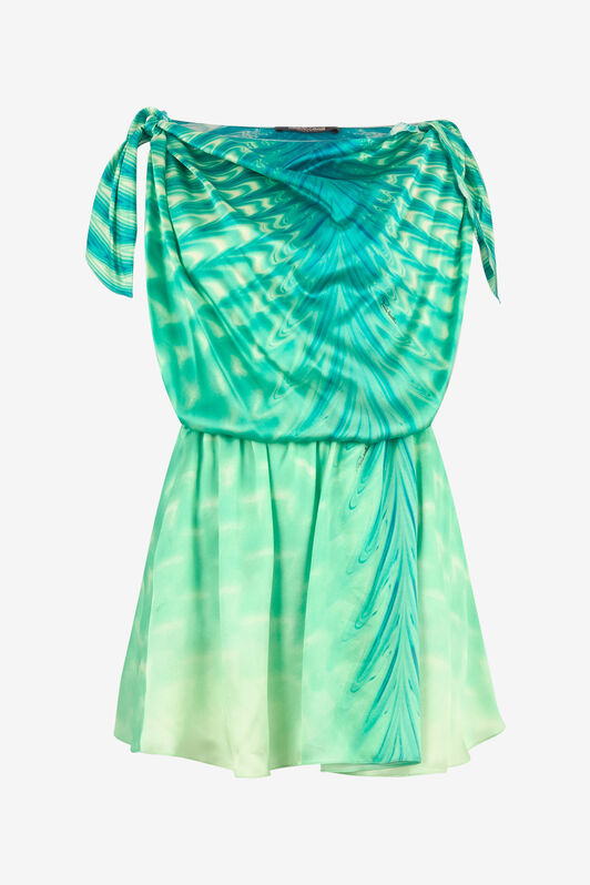 RC Minivestido De Seda Con Estampado Optical Glass Verde claro UKT119-RYN47