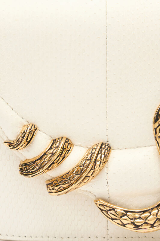 RC White Bag with Snake and Scale Motif WHITE WWB001-PA001