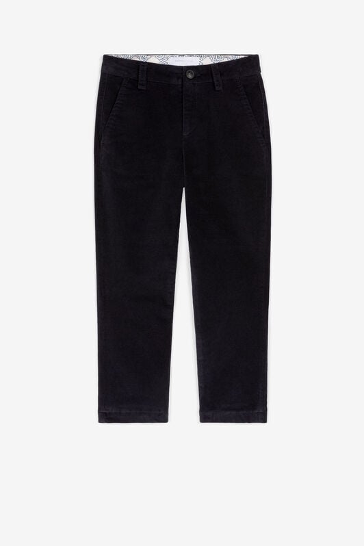 JU RC Monogram Crest-Appliqué Velvet Trousers Dark blue PJT233-FA001