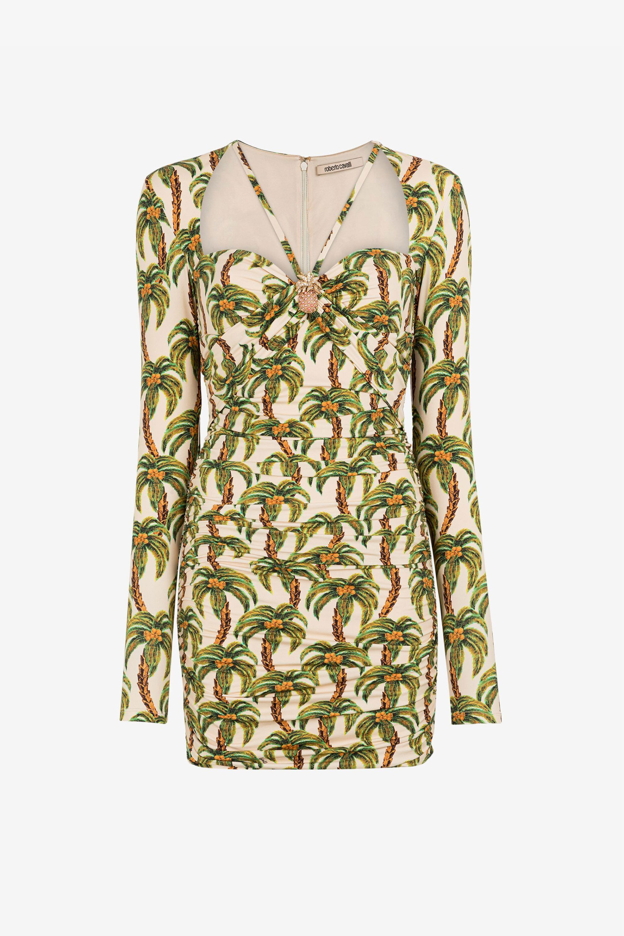 RC Palm tree-print mini dress Light green QWT155-LNG41