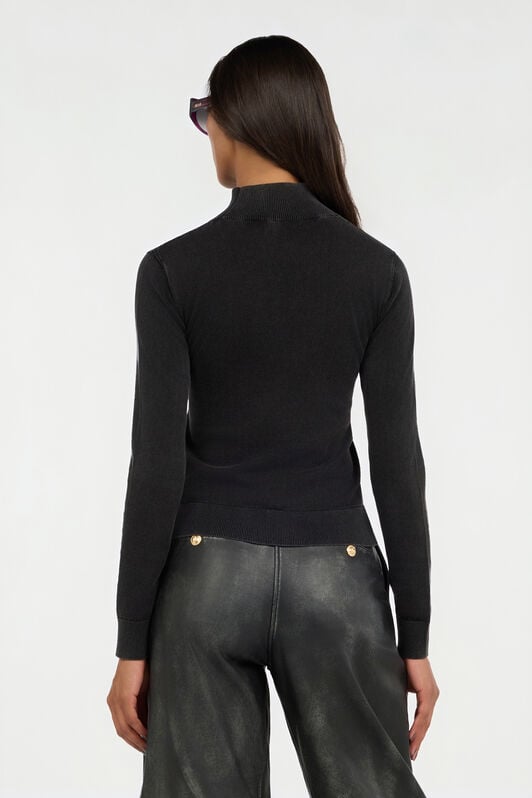 JC Black Turtleneck Sweater With Embossed Logo BLACK VFM036-VF292