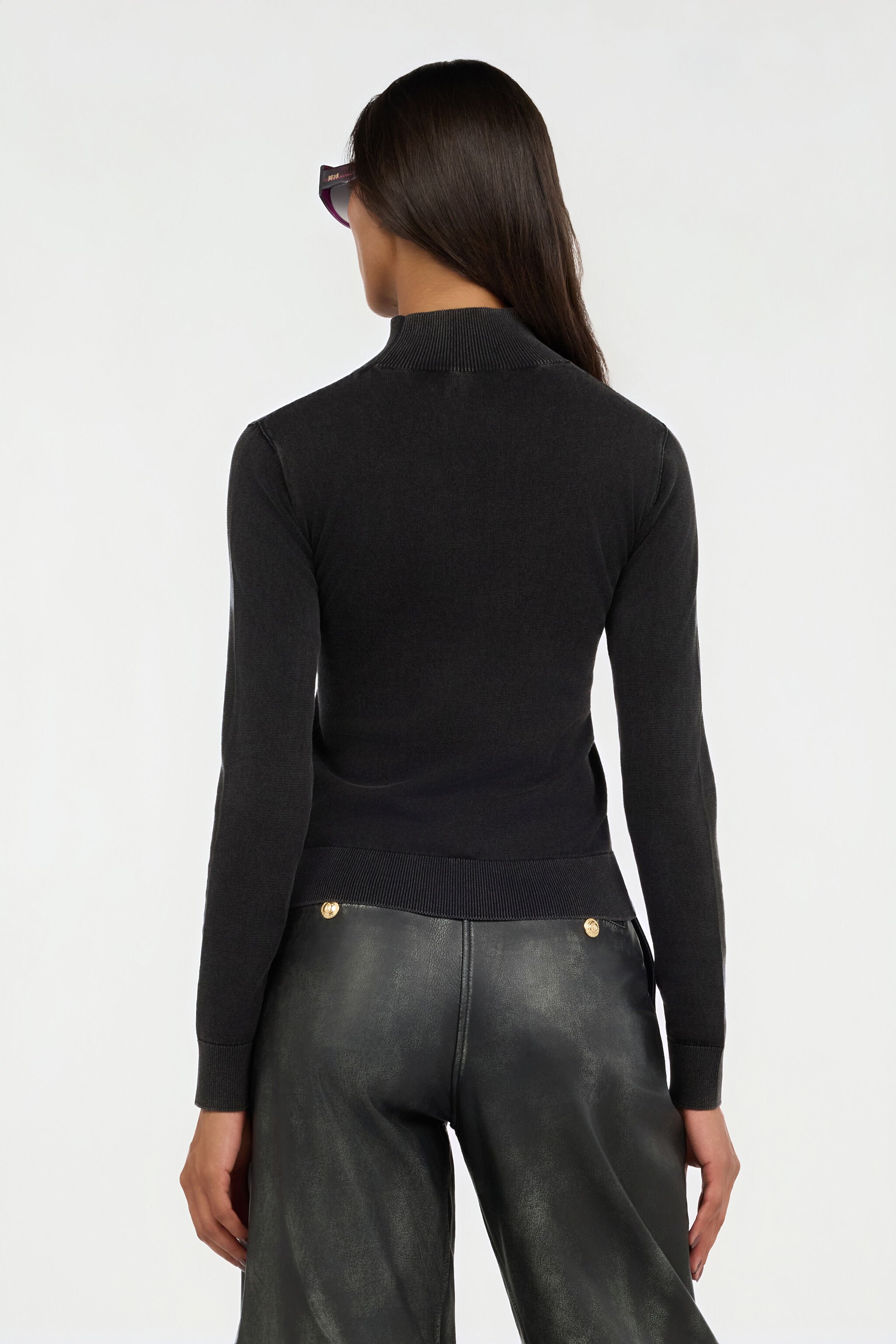 JC Black Turtleneck Sweater With Embossed Logo BLACK VFM036-VF292