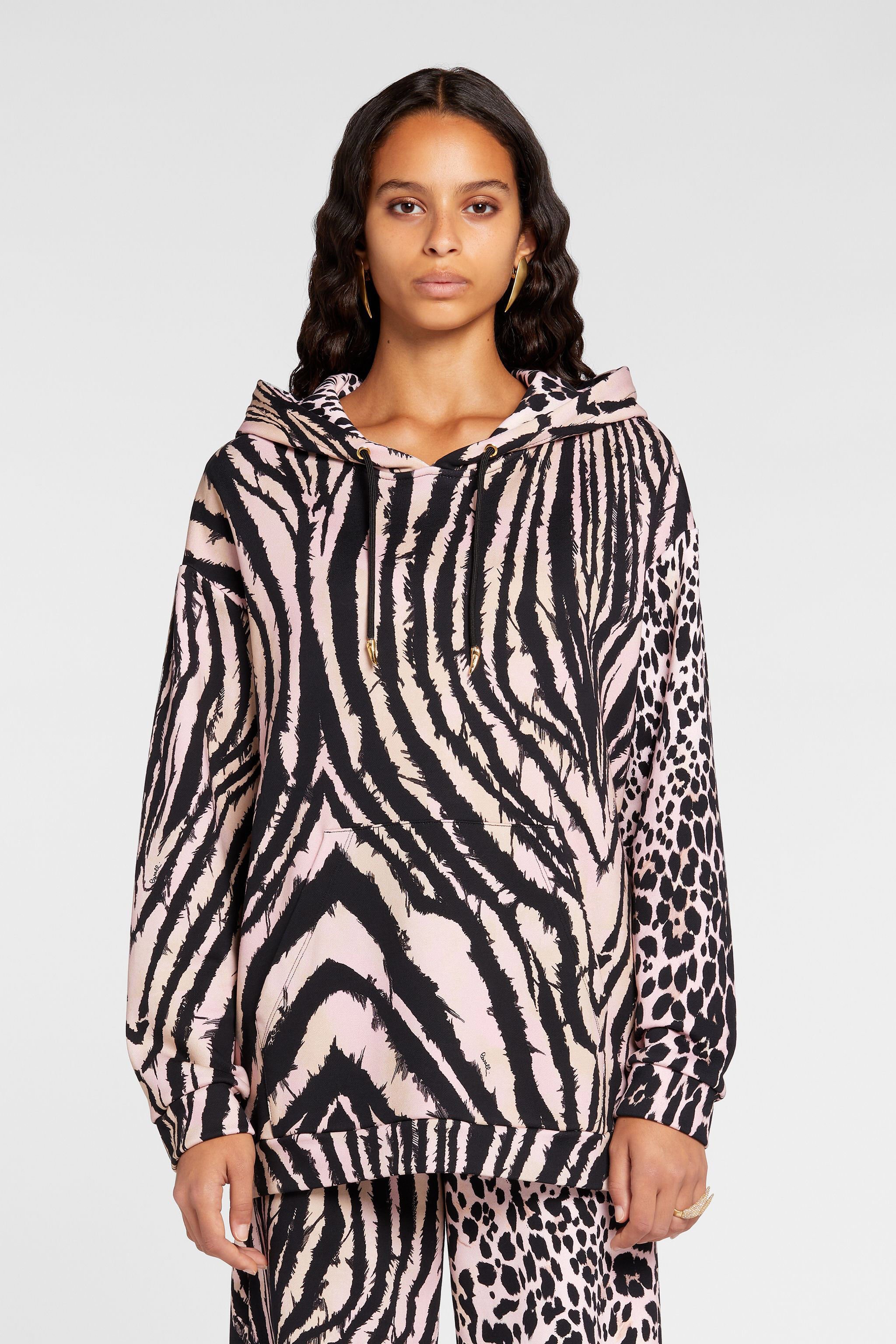 RC Freedom And Queen Of Sicily-Print Cotton Hoodie Black/Pink OKT68F-5OC80