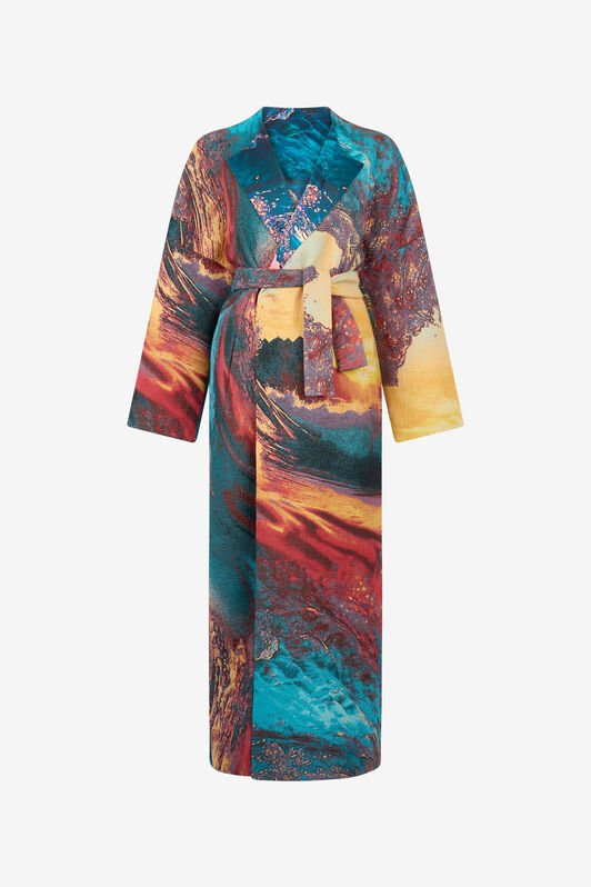 RC Itaca Print Coat with belt Blue/Orange UWT504-DJ091