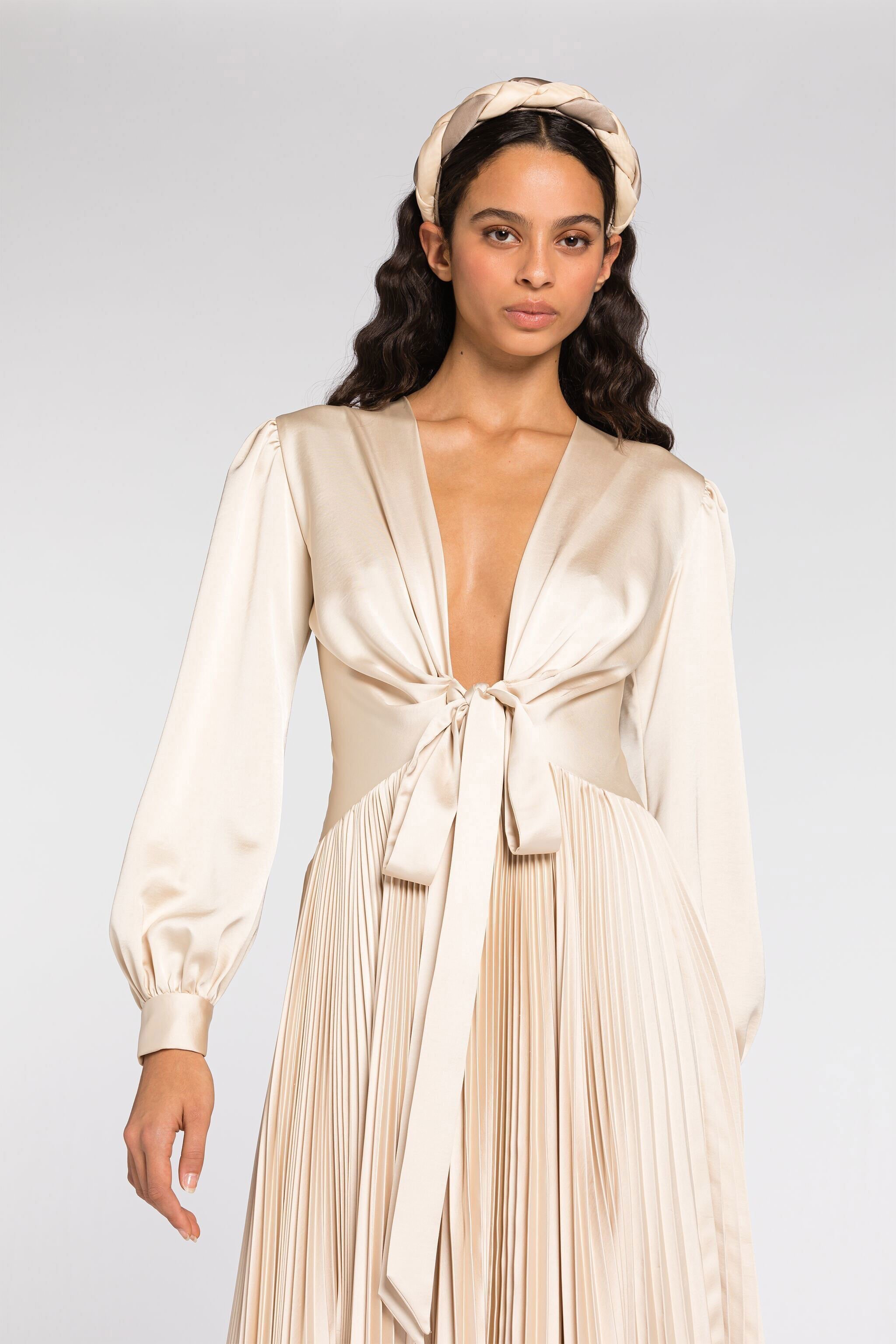 RC Plissee-Kleid Elfenbein QWT128-RD034