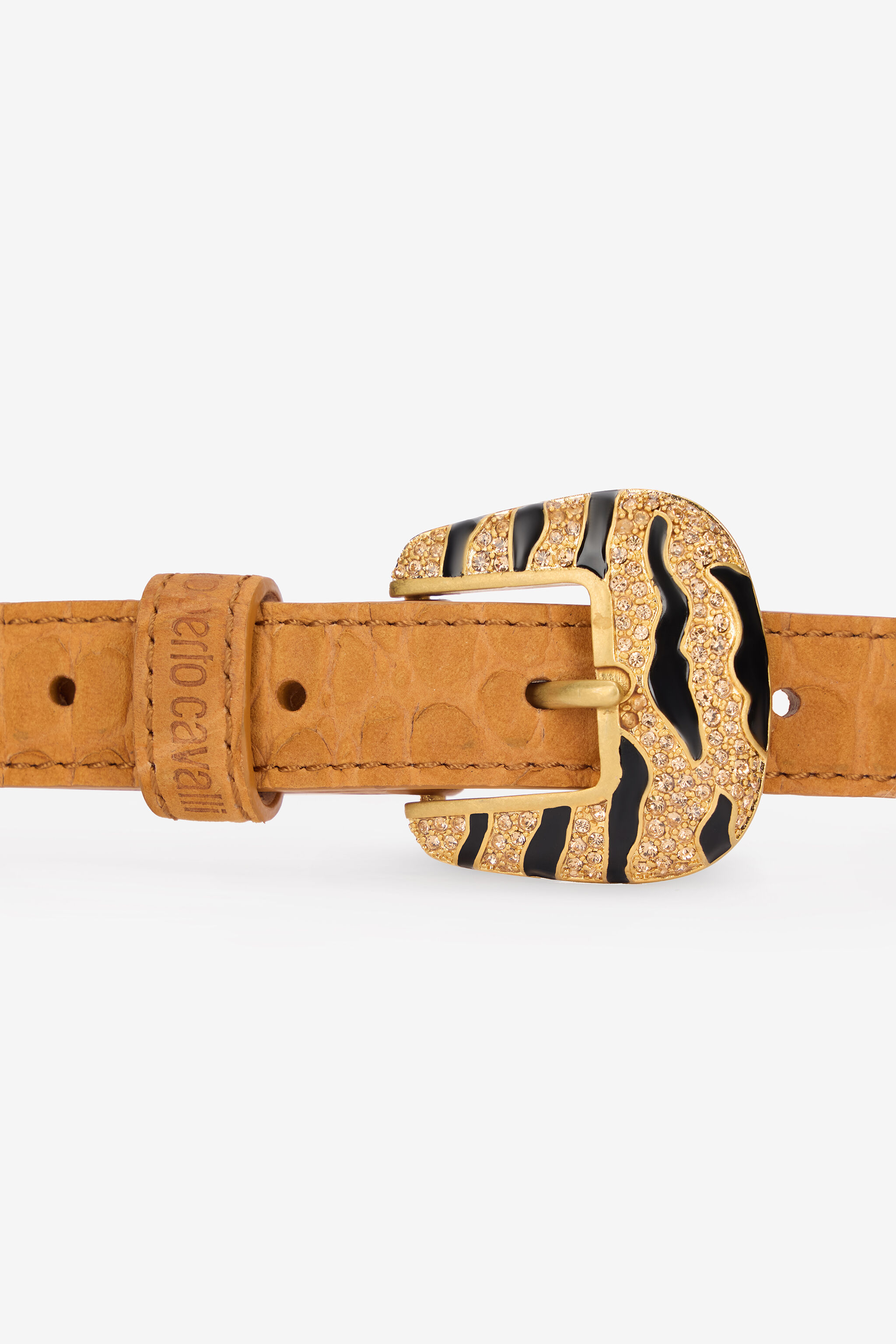 RC Crocodile-Effect Belt with Jewel Buckle Braun VKC006-PZ204