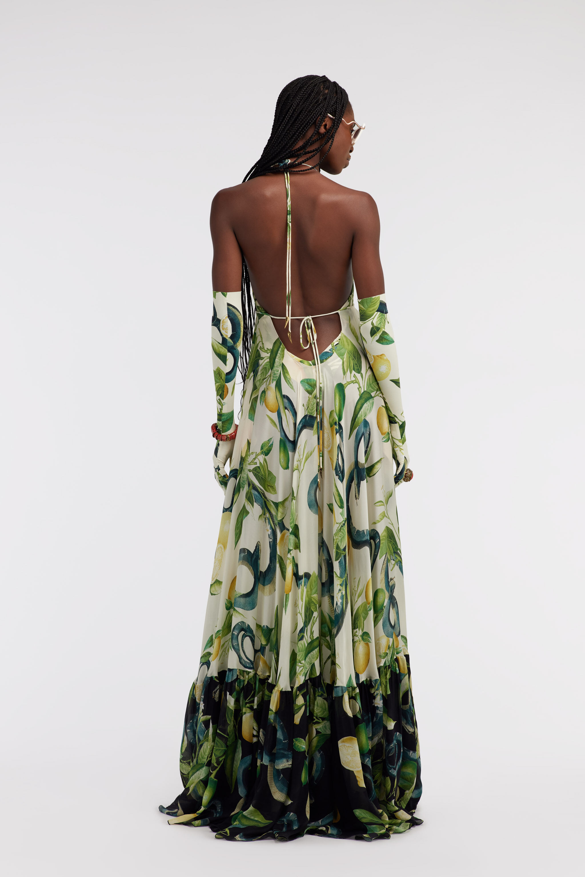 RC Lemon print long dress Elfenbein SKT119-CTI89