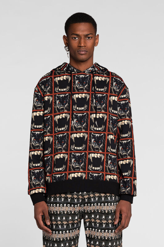 RC Teeth And Panther-Print Cotton Hoodie RC Teeth And Panther-Print Cotton Hoodie MULTICOLOR PNT69E-5OF25