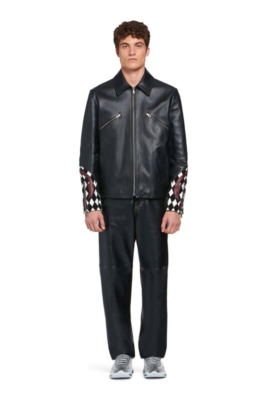 RC Nappa-Lederjacke mit Flammen-Design BLACK INP805-PN001