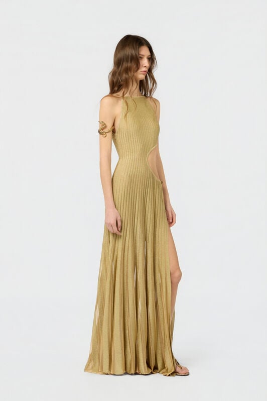 RC Long Sheer Gold Dress with Cut-Outs GOLD WWM101-MO001