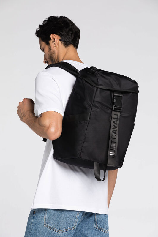 JC Just Cavalli Logo-Appliqué Backpack BLACK Q62347-Q1250