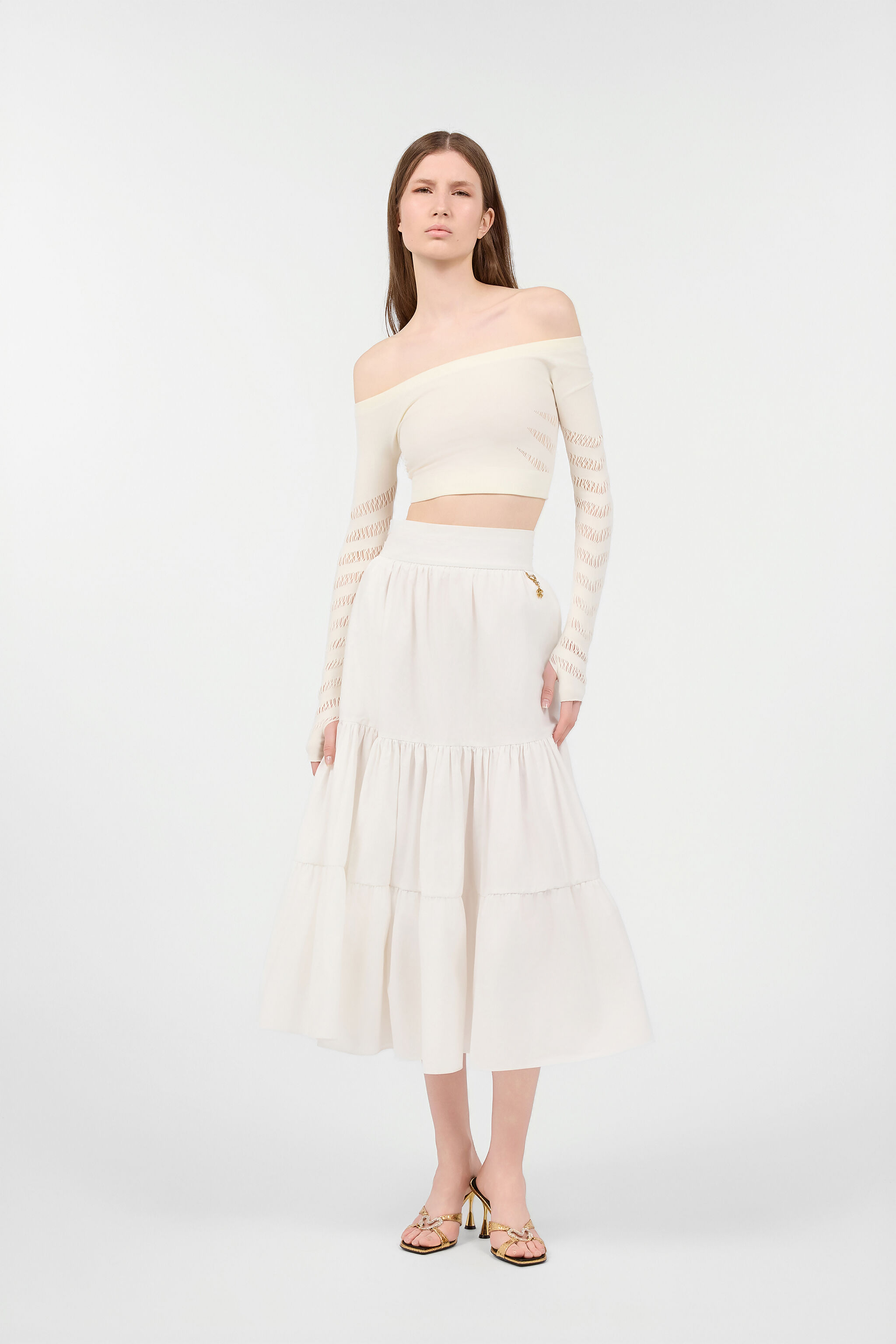 RC Skirt With Mirror Snake Monogram Charm White VKT300-CH033