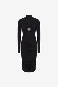 ${brand} Vestido midi con volantes y piedras ${colorDescription} ${masterID}