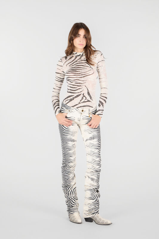 RC Pants With White Tigress Print Black/White UKJ220-DAN49