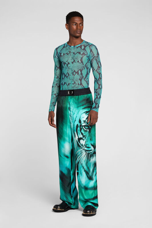 RC Tiger-Print Wide-Leg Track Pants Light blue PRT218-4QE41
