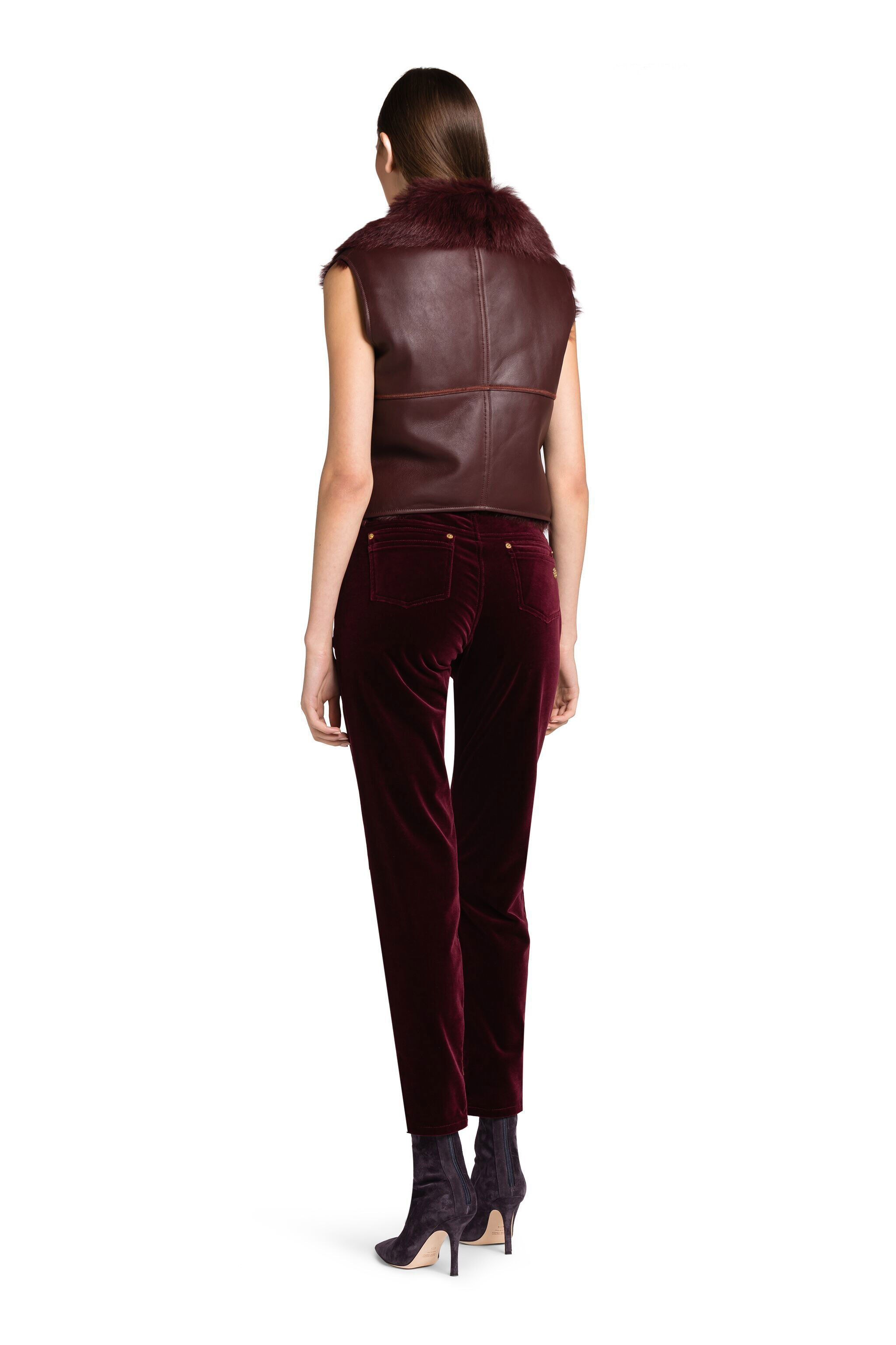 RC Cropped Velvet Trousers Dark red 1PT214-VZ001