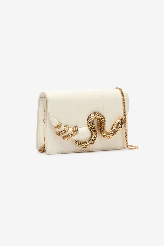 RC White Bag with Snake and Scale Motif WHITE WWB001-PA001