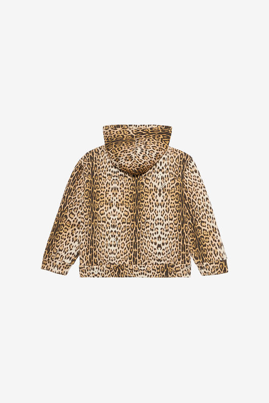JU Felpa Con Cappuccio E Stampa Jaguar Skin Marrone chiaro UJT69H-5OO52