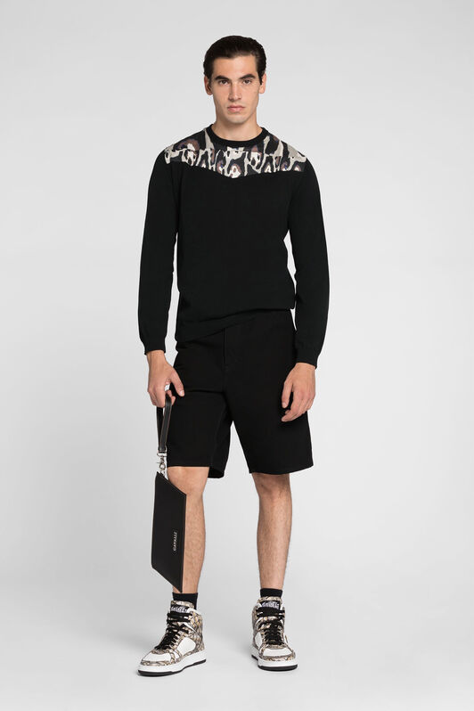 RC Leopard-print panel-detail jumper Black QRM611-MA001