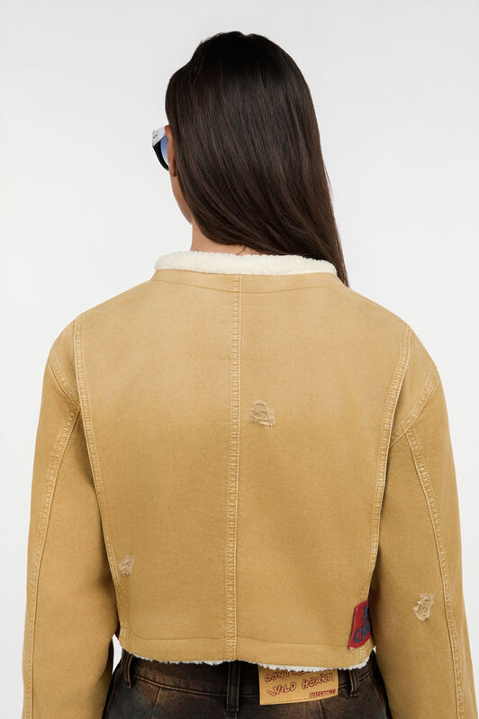 JC Camel Cropped Coat With Shearling Trim JC Camel Cropped Coat With Shearling Trim BEIGE VFT318-VF468