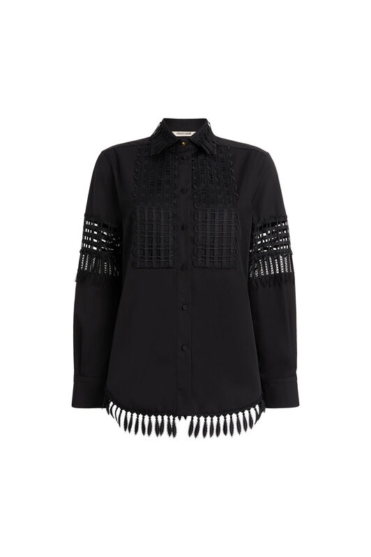 RC Crochet-Insert Cotton Shirt Black MQT706-CH054