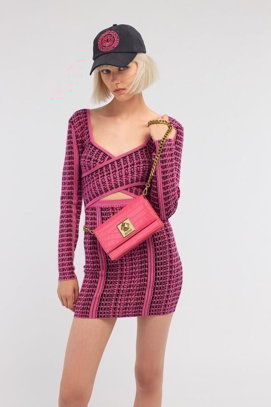 JC Just Cavalli Logo Mini Dress JC Just Cavalli Logo Mini Dress Fuchsia RKT931-RK438
