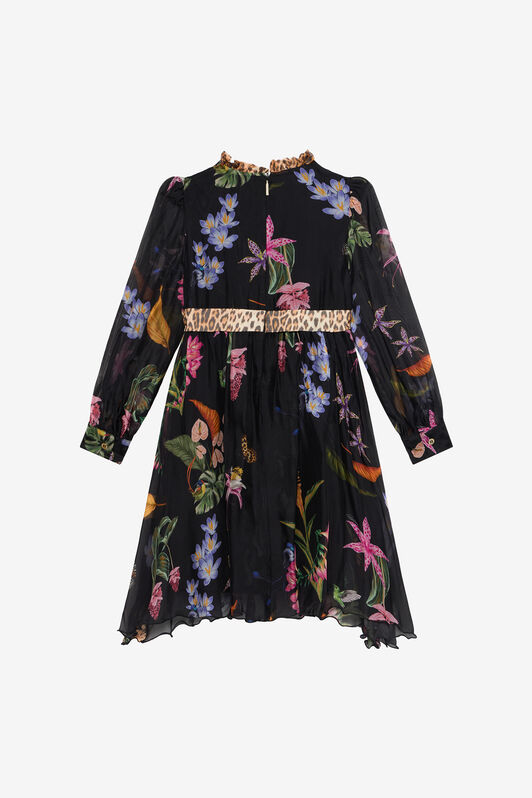 JU Abito In Misto Seta Con Stampa Tropicale BLACK VJT10P-2NP32