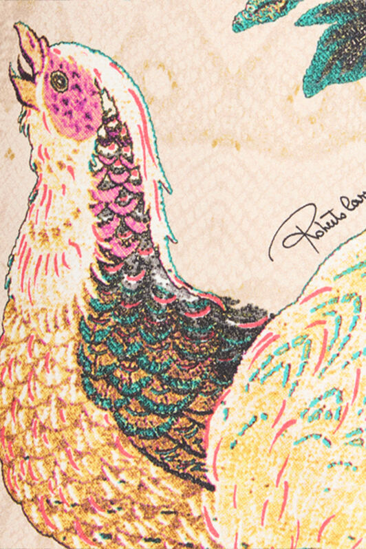 RC Silk Jacket with Floral and Pheasant Print RC Silk Jacket with Floral and Pheasant Print Ivory/Pink VKT405-TYP76