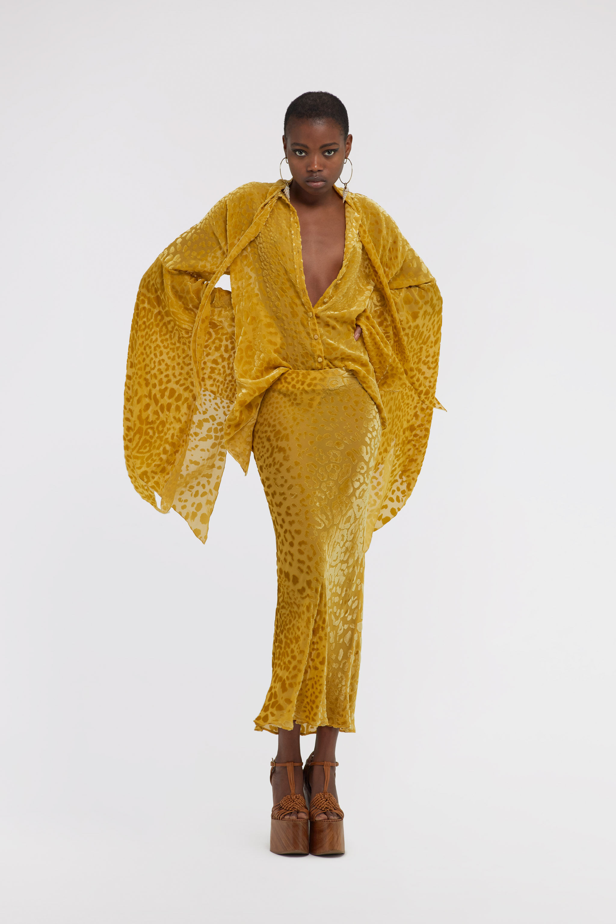 RC Jaguar Skin print devorè skirt Amarillo SWT303-4RL77