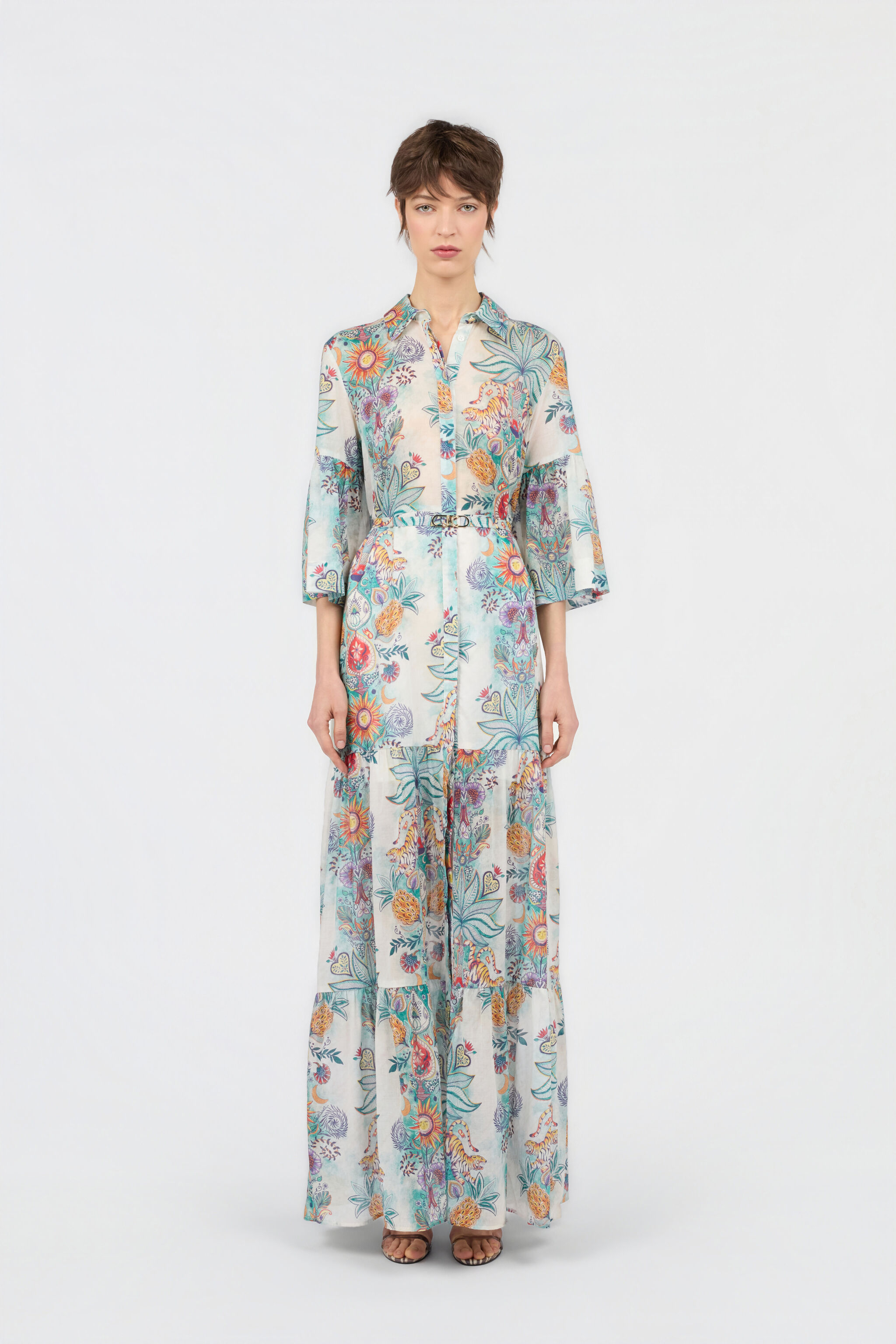 JC Abito Stampa Tropical Garden TURCHESE CHIRO WFT326-WF724