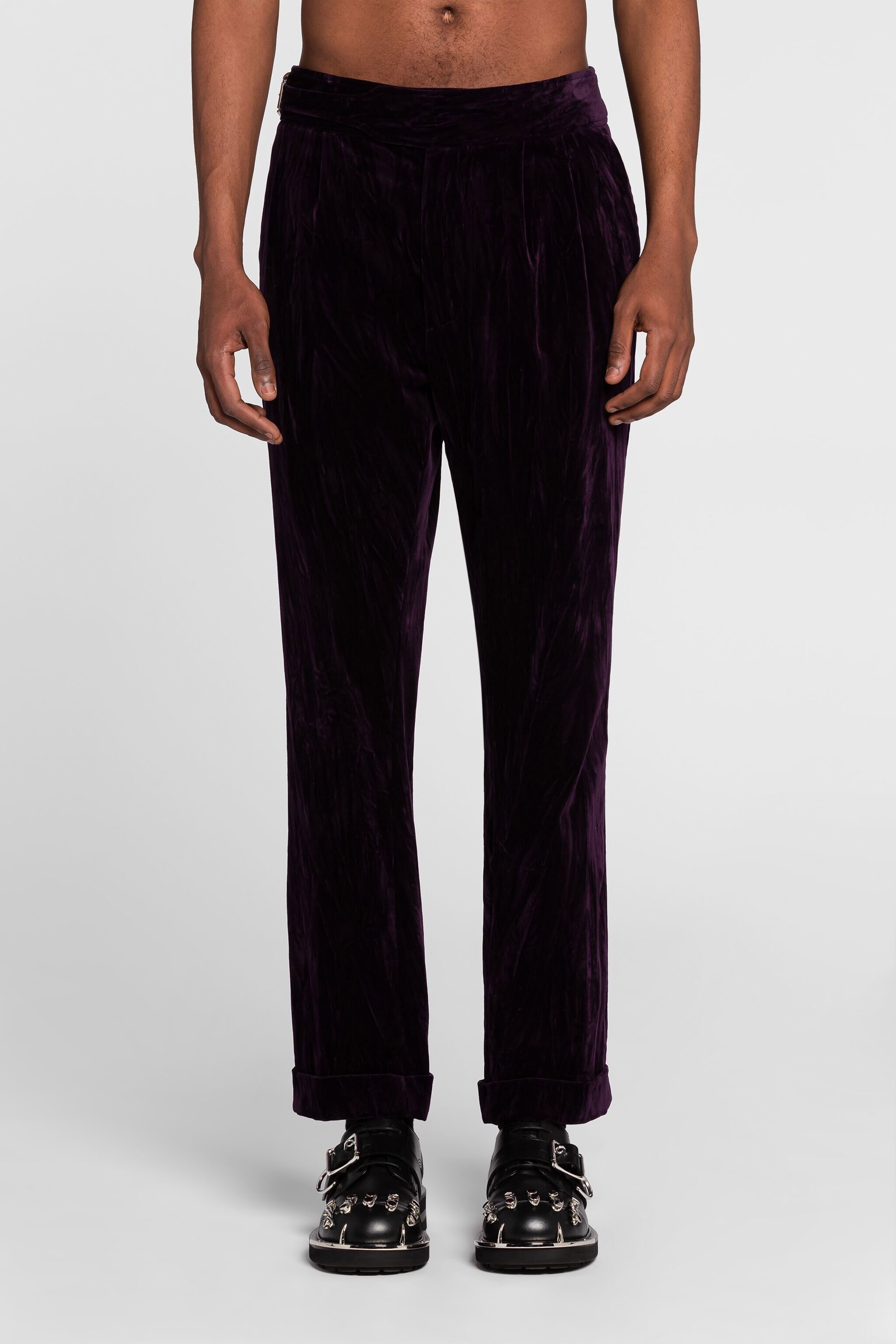 RC Pleated Velvet Trousers Purple PNT204-VL063
