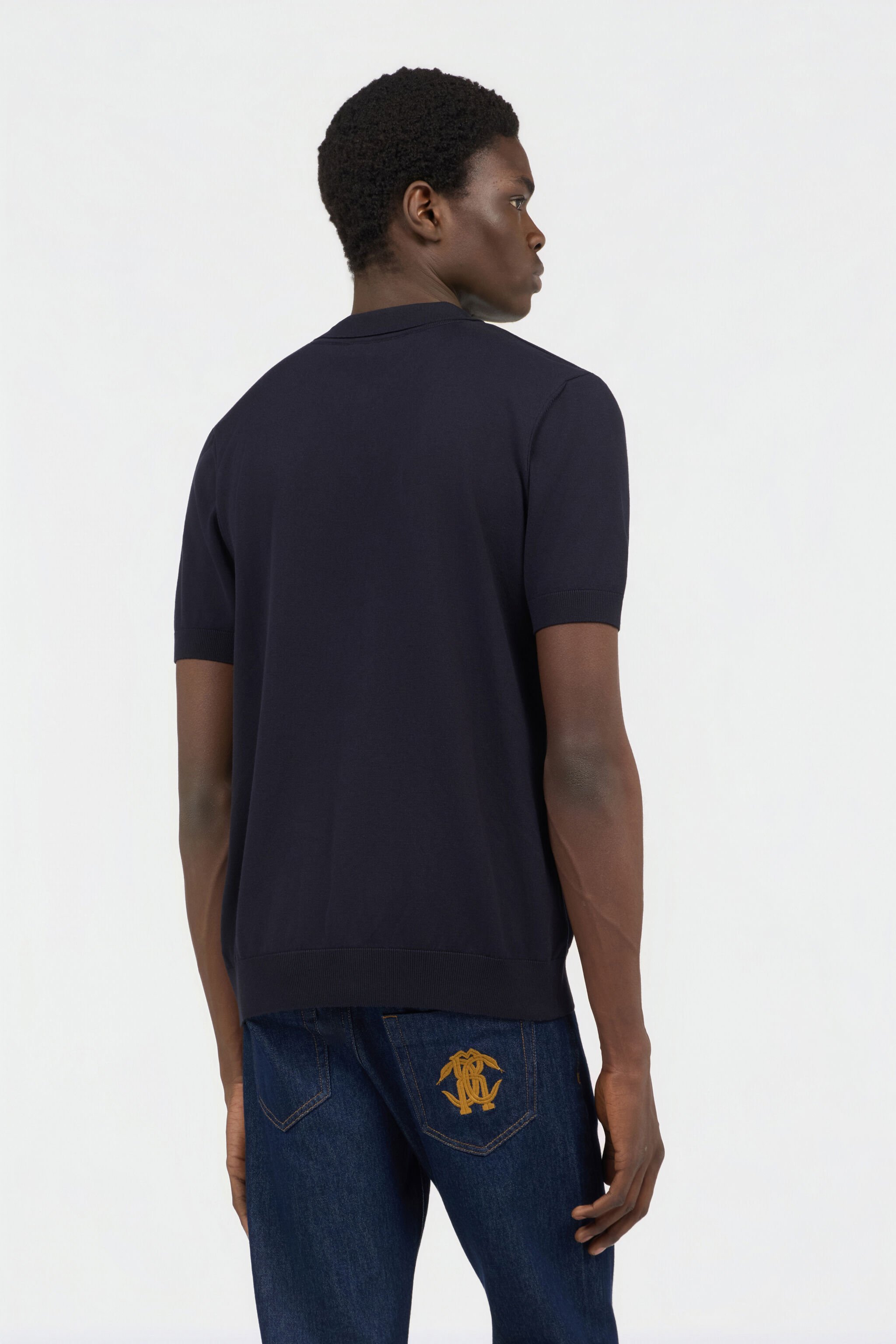 RC Polo Blu in Maglia con Monogram RC BLU NAVY SOT71D-VI044