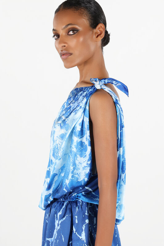 RC One-Shoulder Stretto di Messina Dress Blue UWT127-RYN94