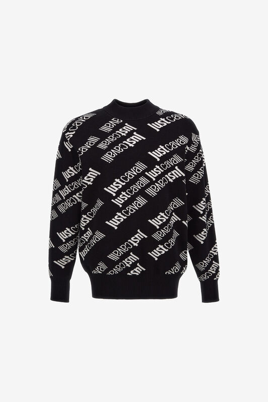 JC Just Cavalli Logo Jacquard Pullover Negro/Blanco RRM657-RR151