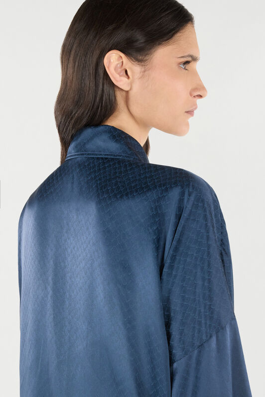 RC Camicia In Seta Con Motivo Effetto Serpente Blu scuro UKT710-SZN57
