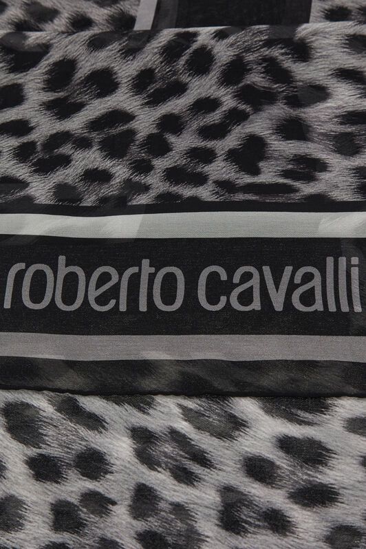 RC Scialle Roberto Cavalli con stampa GIAGUARO HERITAGE Grigio scuro SYI00G-2NL53