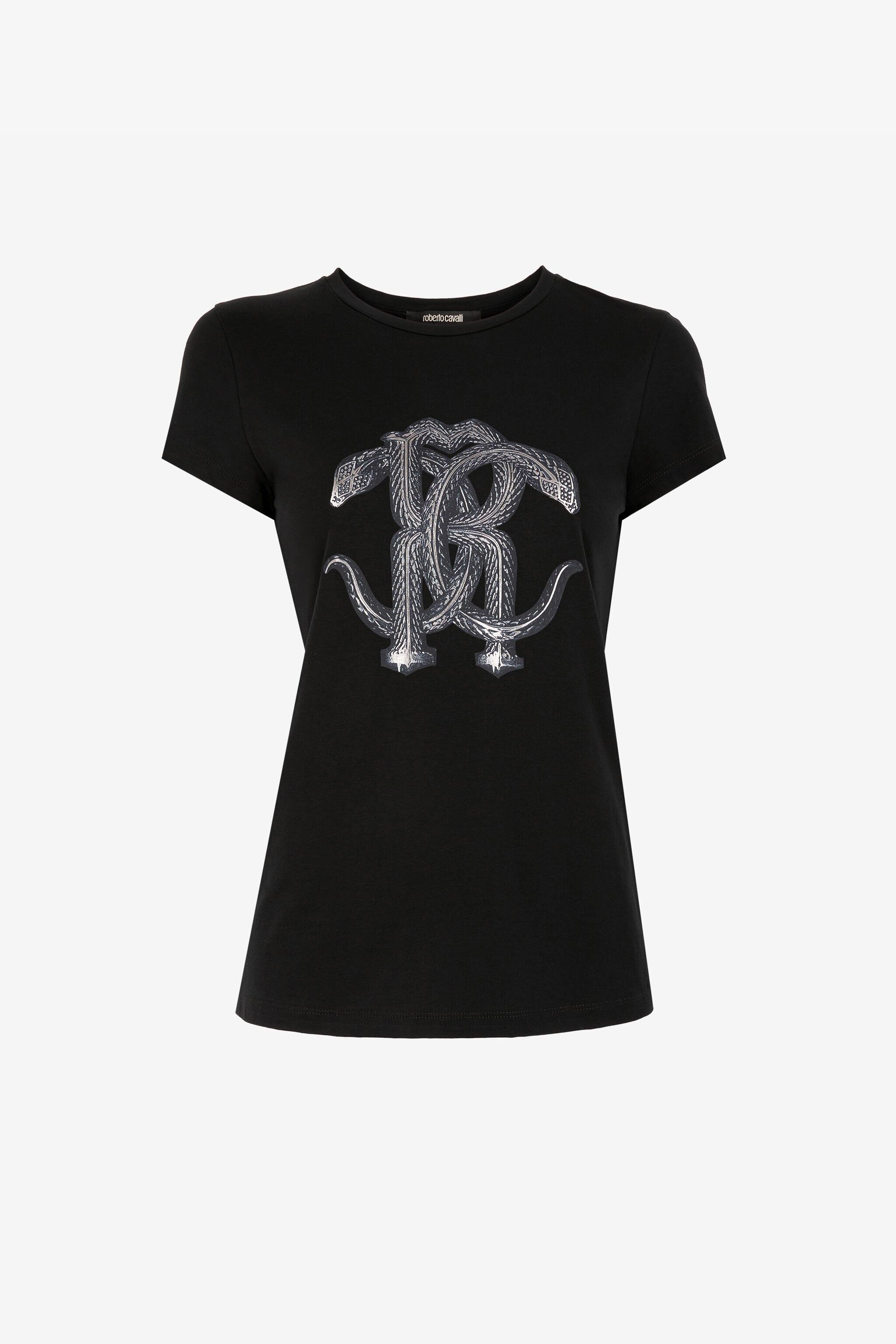 RC T-shirt con Monogram Mirror Snake Nero/Argento RKT60C-JD061