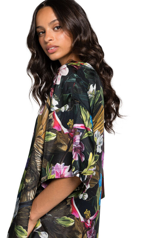 RC Floral And Leopard-Print Silk Dress MULTICOLOR KOT10G-4QS01