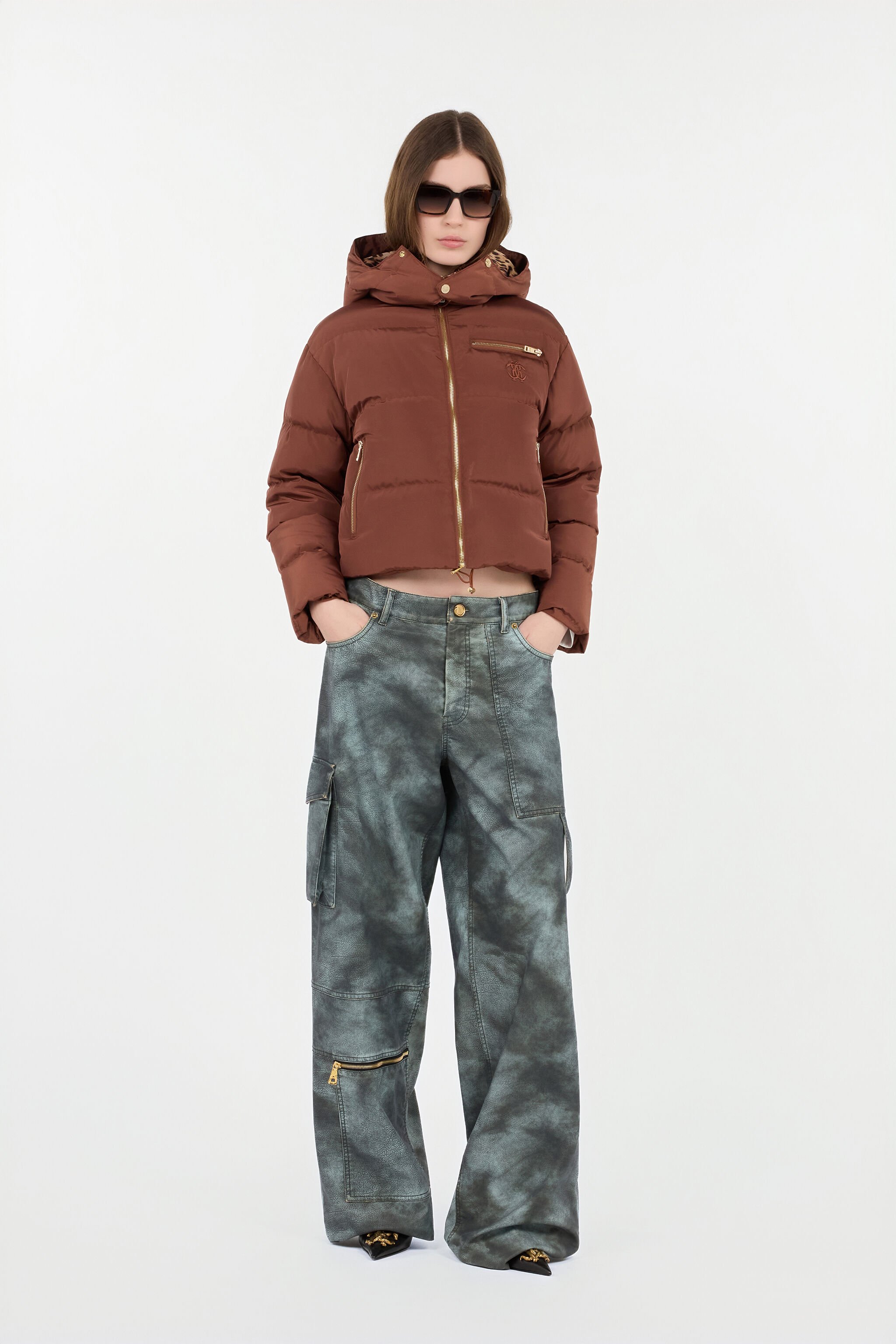 RC Brown Down Jacket With Monogram Rc RC Brown Down Jacket With Monogram Rc COFFEE ROT80C-FY035