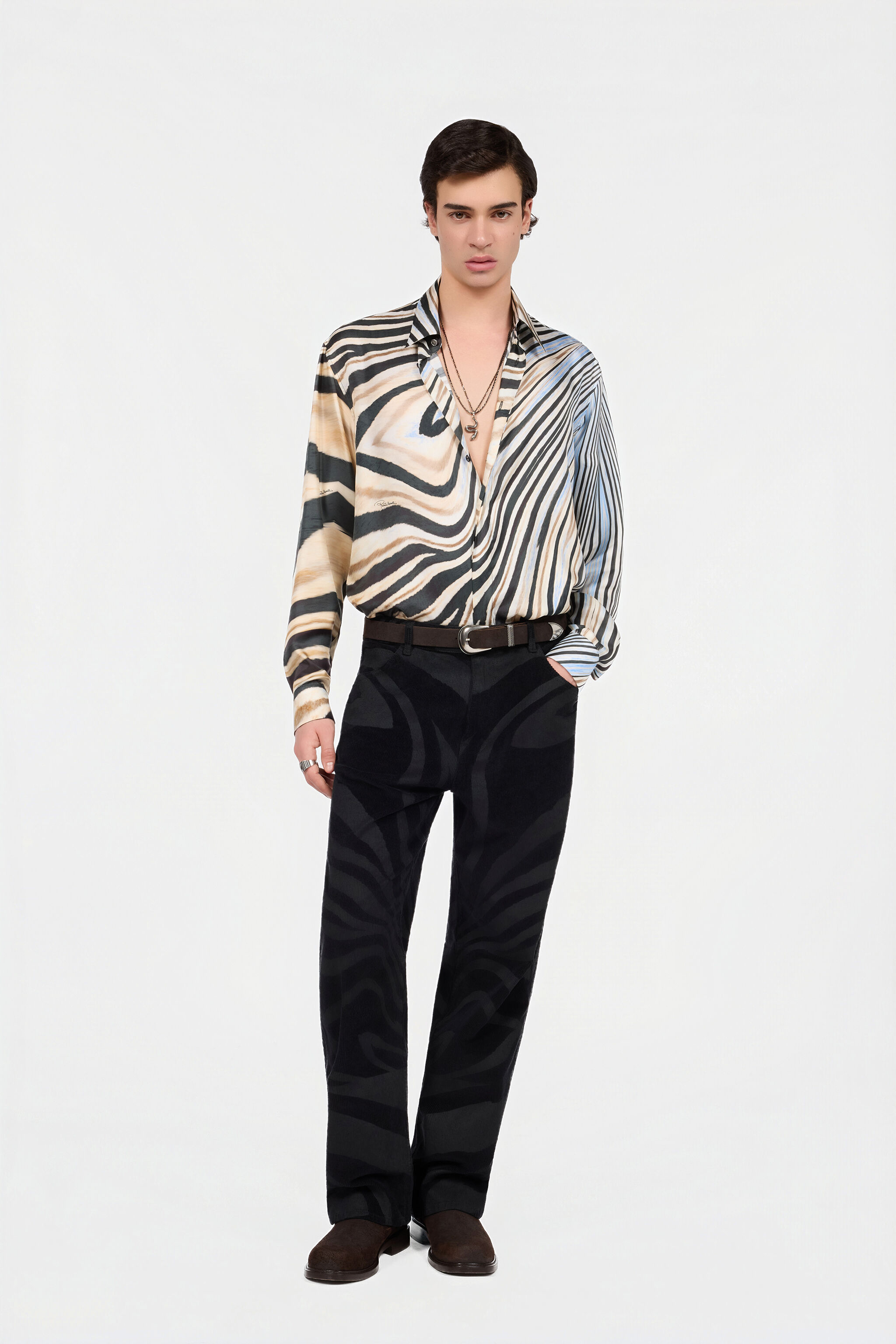 RC Camicia In Seta Con Stampa Zebra RC Camicia In Seta Con Stampa Zebra NATURAL/BLACK XNT712-4QT26